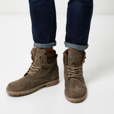 Taupe suede boots